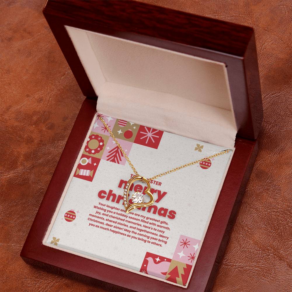 Christmas Necklace Gift for Sister – Sisterly Sparkles Set - 14k White Gold Finish Luxury Box - Necklaces