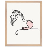 Majestic Serenity - Lion Line Art Poster - 40x50 cm 16x20″ Wood frame - Wooden Framed Posters