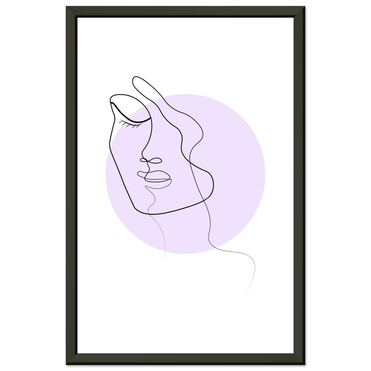 Simplicity and Grace - Pastel-Infused Line Art Portrait - 28x43 cm XL (11x17″) - Metal Framed Posters