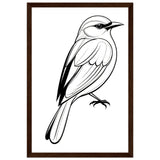 Serenity in Lines - Framed Bird Poster - 30x45 cm 12x18″ Dark wood frame - Framed Posters