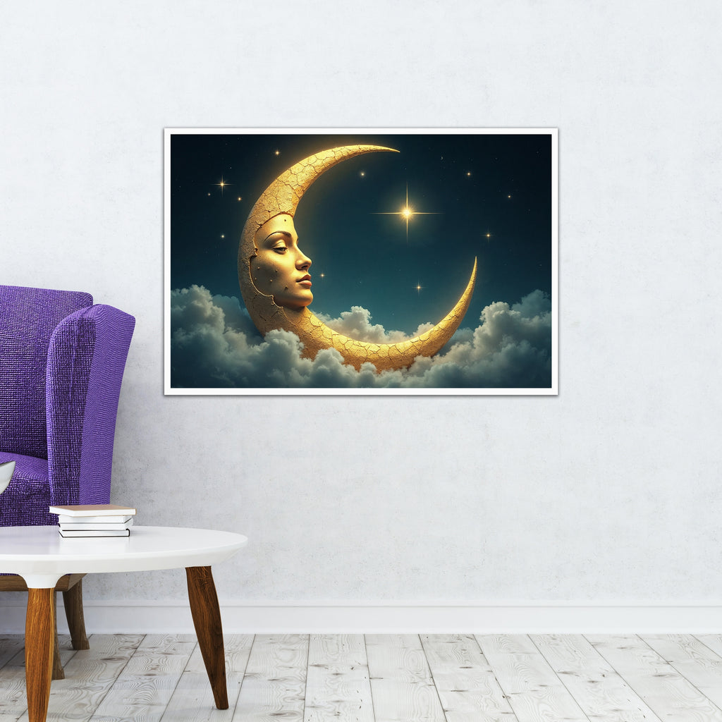 Moonlit Elegance Among Stars - - Framed Posters