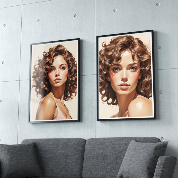 Curly Elegance Captured in Light - 12x18 - Framed Posters