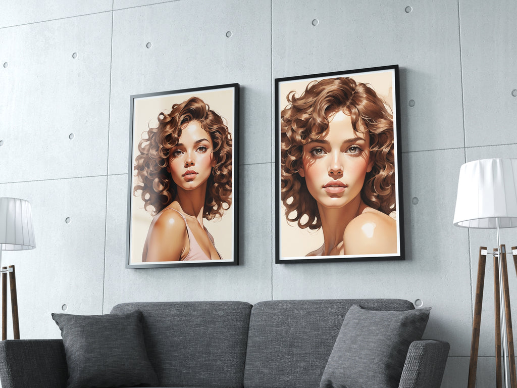 Curly Elegance Captured in Light - 12x18 - Framed Posters