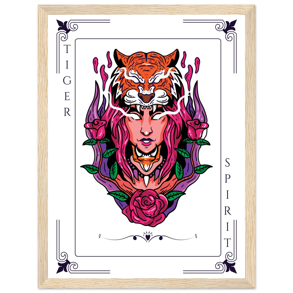 Artistry Unleashed - Warrior, Sacred Bull, and Tiger Spirit - - Wooden Framed Posters