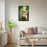Forest Friend - A Whimsical Owl's Gaze - - Metal Framed Posters