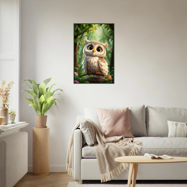 Forest Friend - A Whimsical Owl's Gaze - - Metal Framed Posters