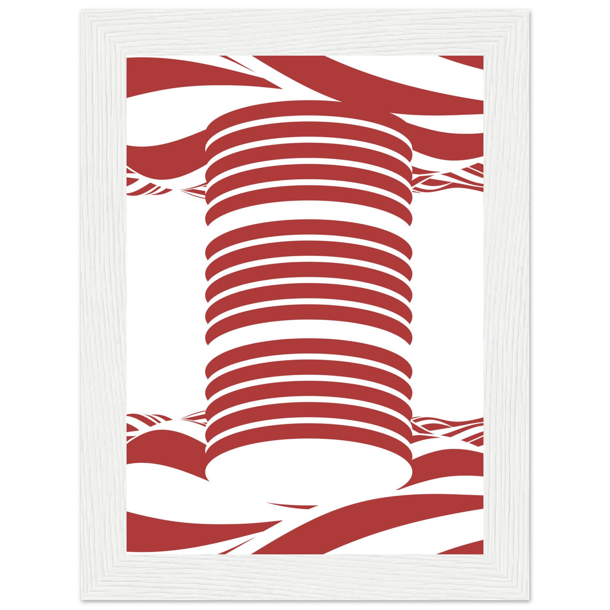 Twist of Elegance - Striking Red & White Art - 13x18 cm 5x7″ White frame - Framed Posters