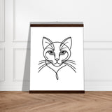 Cat's Gaze - Contemporary Line Art Poster - 40x50 cm 16x20″ Dark wood wall hanger - Posters With Hanger