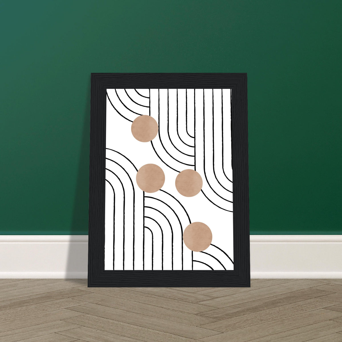 Timeless Elegance - Abstract Line Art with Natural Tones - - Wooden Framed Posters