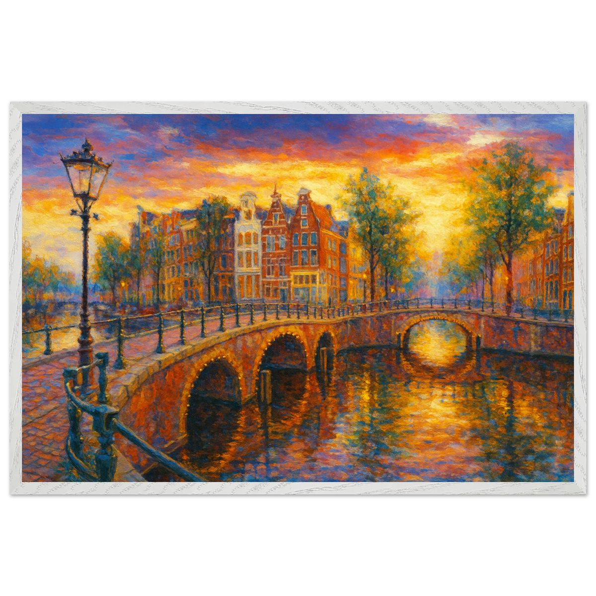 Amsterdam Bridge AI Masterpiece Poster – Gift of Memory - - Wooden Framed Posters