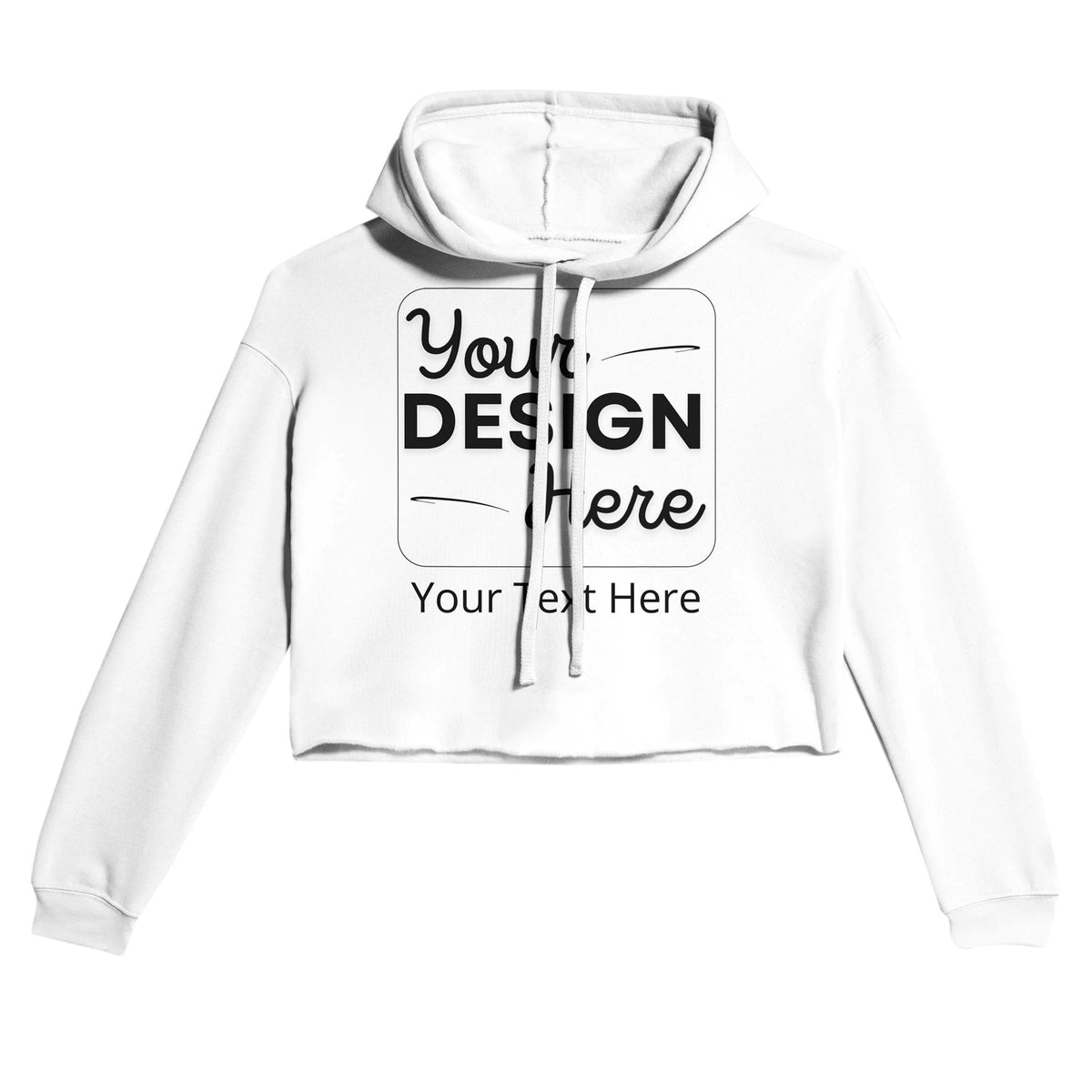 Ultimate Style - Women's Raw Hem Customizable Cropped Hoodie - White L - Print Material