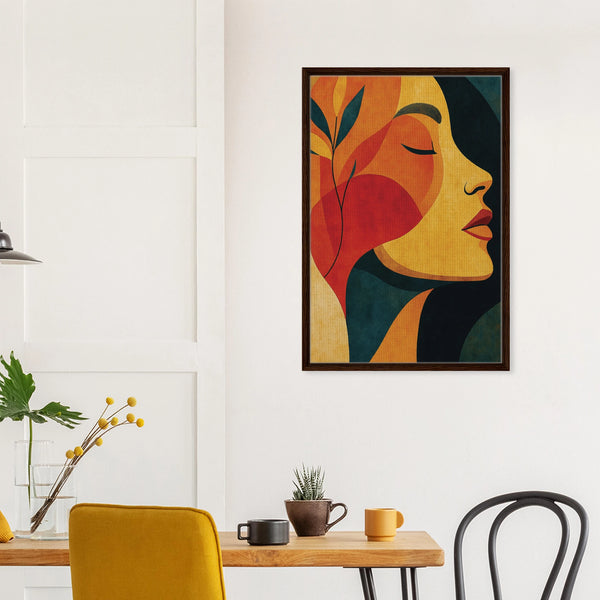 Gift Bold Grace – Woman’s Silhouette Framed Canvas - Dark wood frame - Canvas