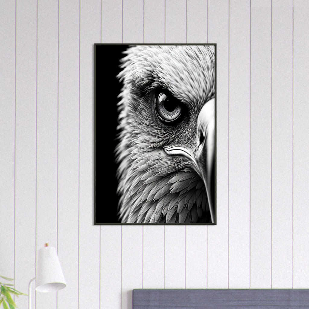 Eagle Eye - Monochrome Majesty Framed Poster - 60x90 cm 24x36″ - Metal Framed Posters