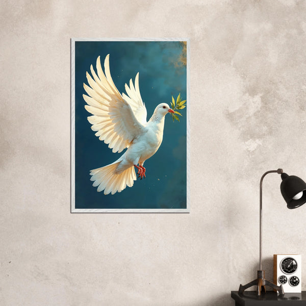 Olive Dove – Premium Poster for Loved Ones - White frame - Wooden Framed Posters