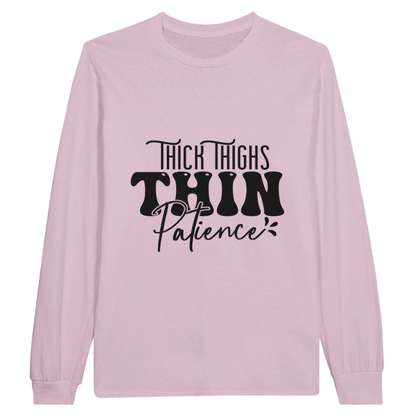 Patience in Bold Print - Thick Thighs, Thin Design - Light Pink - Sweatshirt