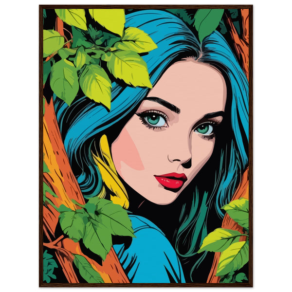 Elegant Forest Muse - Framed Art - 60x80 cm 24x32″ Dark wood frame - Wooden Framed Posters