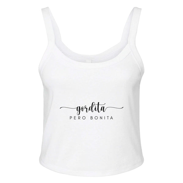 Celebrating Inner Beauty - Gordita PERO BONITA - solid wht blend - Tank Tops