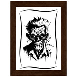 Edgy Artistry - Black and White Character - 13x18 cm 5x7″ Dark wood frame - Wooden Framed Posters