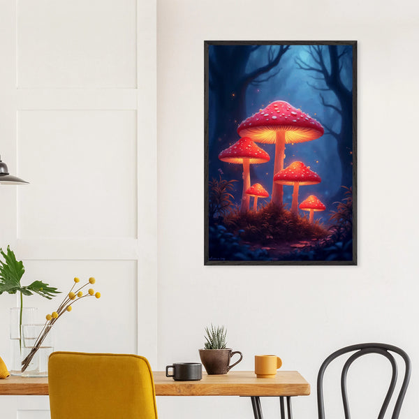 Magical Mushroom Forest – Wooden Framed Poster - Black frame - Wooden Framed Posters