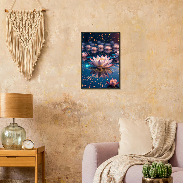 Whispers of Dawn - Lotus & Light Framed Memory Art - 40x60 cm 16x24″ - Metal Framed Posters