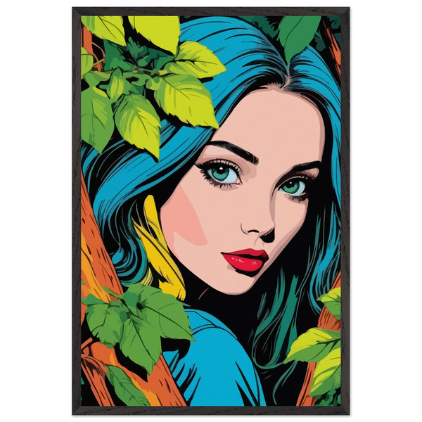 Premium Nature's Elegance - The Blue-Haired Muse - - Wooden Framed Posters