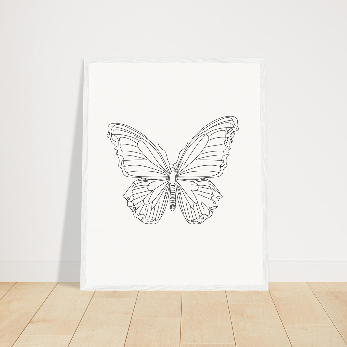 Butterfly Grace - Framed Minimalist Art - 40x50 cm 16x20″ White frame - Wooden Framed Posters