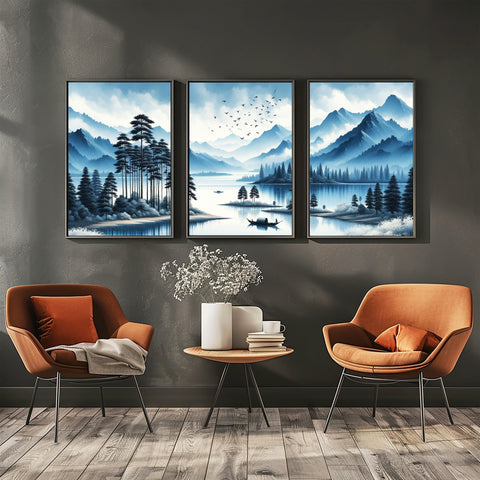 Image of Misty Peaks and Calm Waters