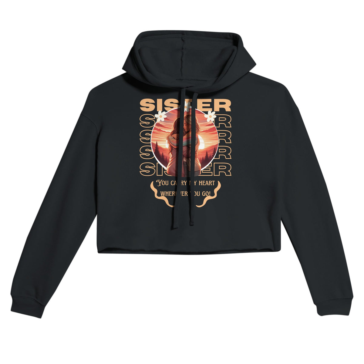 Forever Connected - You Carry My Heart Cropped Hoodie - Black - Hoodies