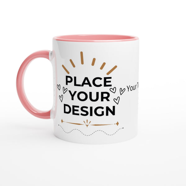 Morning Delight -Customizable Ceramic Mug with Color Inside - Ceramic Pink - Mugs