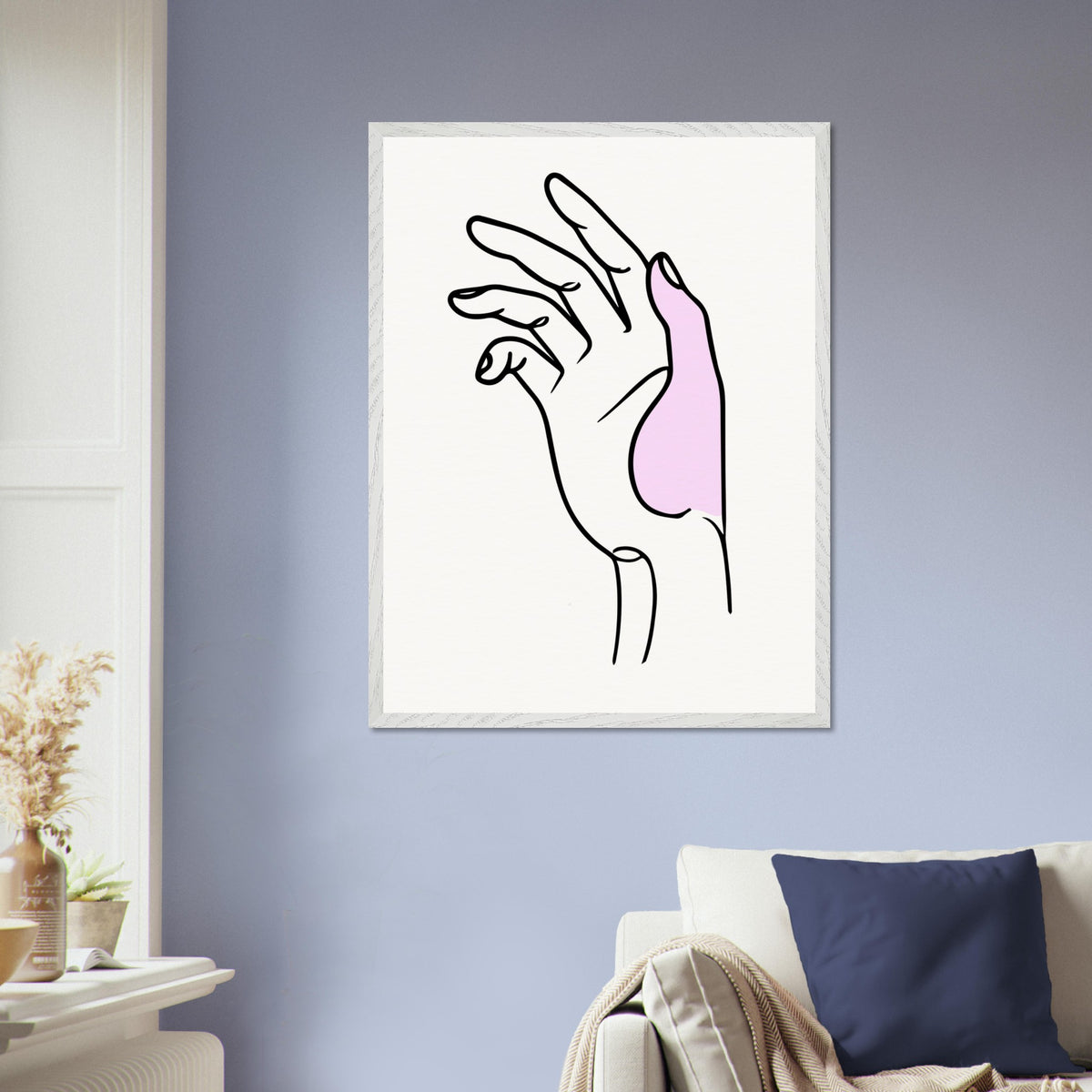 Gentle Expression - Hand Illustration in Premium Frame - 60x80 cm 24x32″ White frame - Wooden Framed Posters