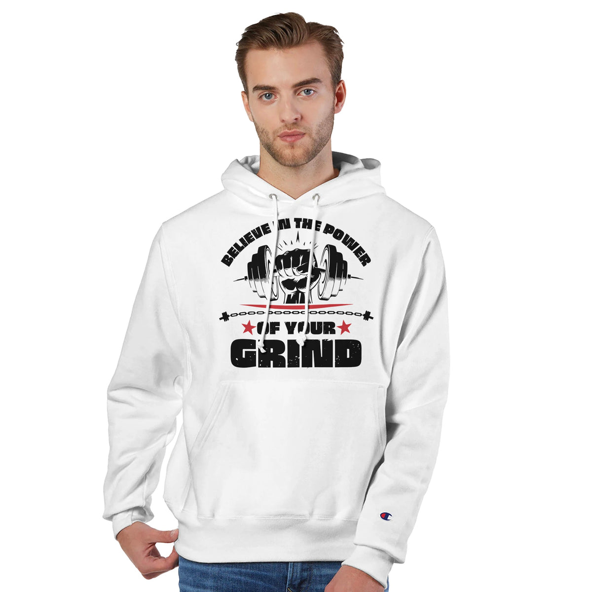 Strength and Resilience - Gear Up with Gym Power - White - Hoodies