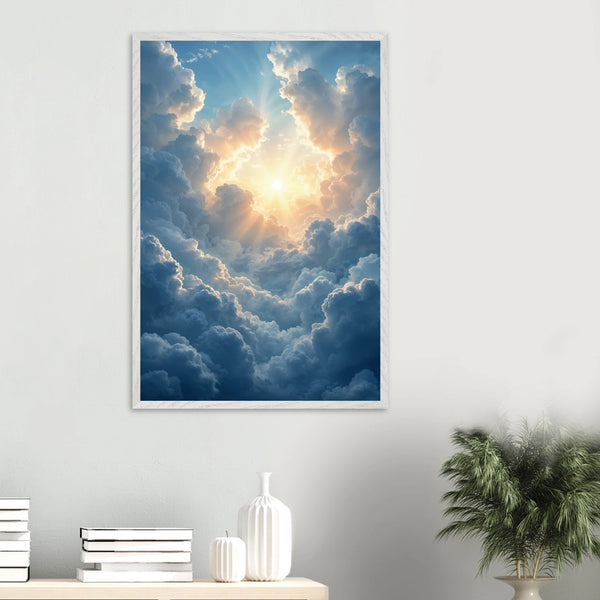 Sky’s Embrace – Wooden Wall Art for Her or Him - White frame - Wooden Framed Posters