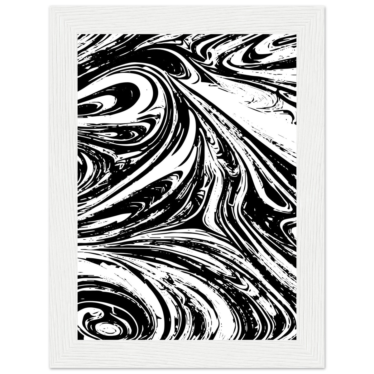 Black & White Swirl - Premium Matte Framed Poster - 13x18 cm 5x7″ White frame - Metal Framed Posters