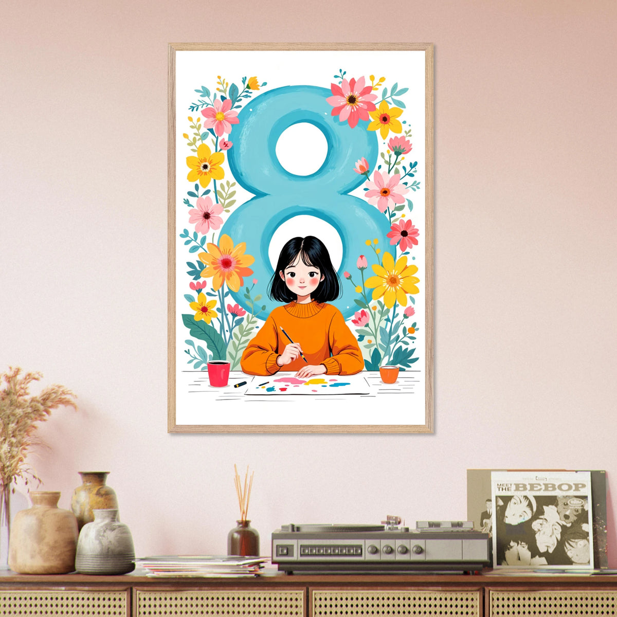 Celebrate 8 – Wooden Framed Poster - Wood frame - Wooden Framed Posters