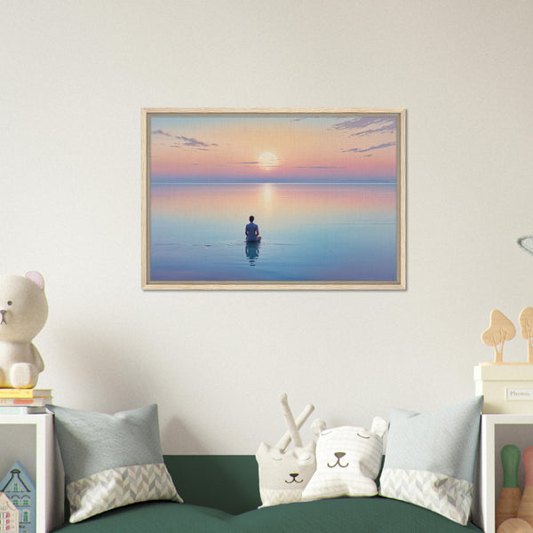 Solitude at Dusk - Peaceful Sunset Reflection - - Framed Canvas