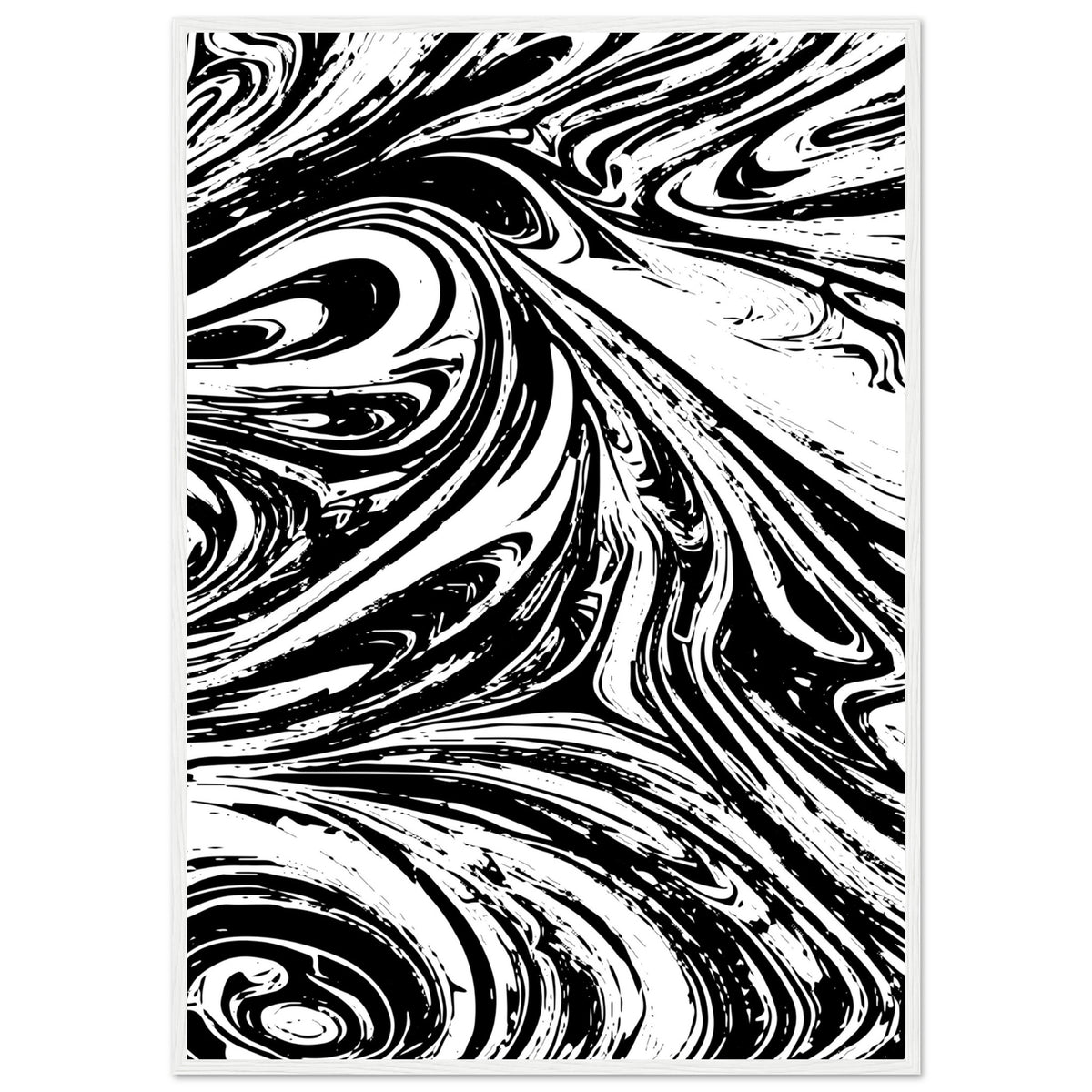 Black & White Swirl - Premium Matte Framed Poster - 70x100 cm 28x40″ White frame - Metal Framed Posters