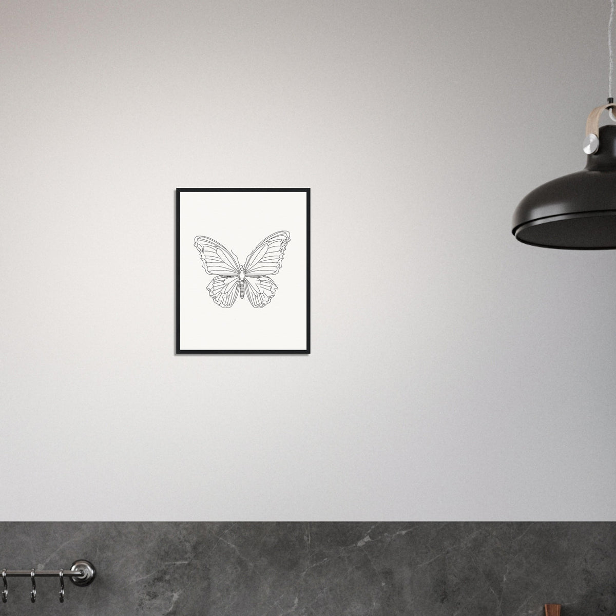 Butterfly Grace - Framed Minimalist Art - - Wooden Framed Posters