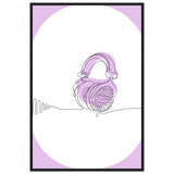 Melodic Moments - Stylish Headphones Print - 60x90 cm 24x36″ Black frame - Framed Prints