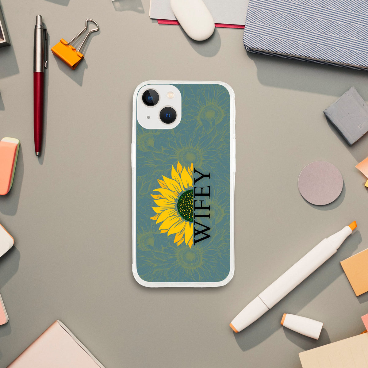 Sunflower Duo - WIFEY & HUBBY iPhone Cases - iPhone 13 Phone Case For Wifey - Tech Accessories