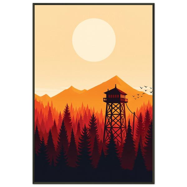 Metal Framed Poster – Sunset Forest Escape - - Metal Framed Posters