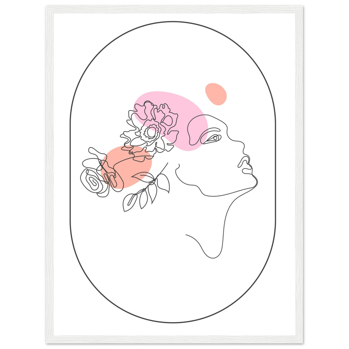 Ethereal Blossom Muse - Framed Line Art Poster - 45x60 cm 18x24″ White frame - Wooden Framed Posters