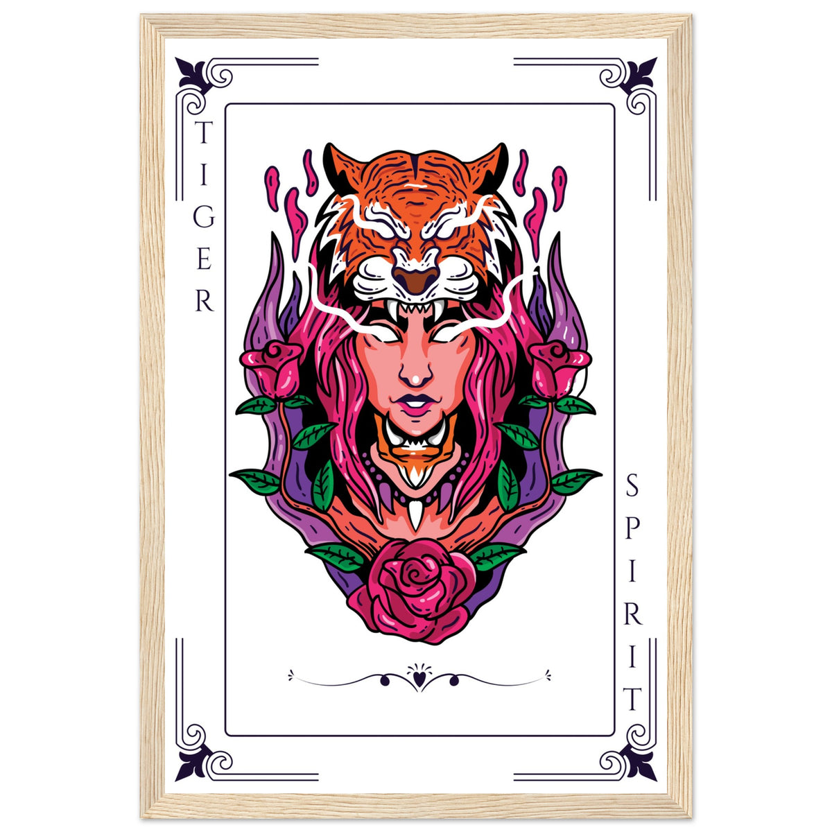 Artistry Unleashed - Warrior, Sacred Bull, and Tiger Spirit - - Wooden Framed Posters