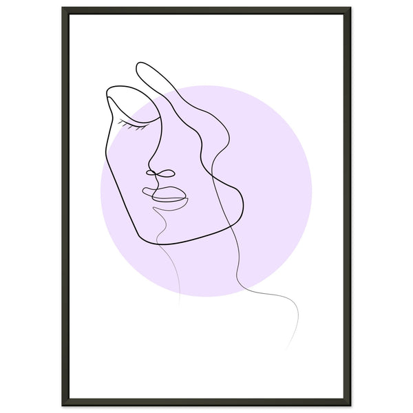 Simplicity and Grace - Pastel-Infused Line Art Portrait - 50x70 cm 20x28″ - Metal Framed Posters