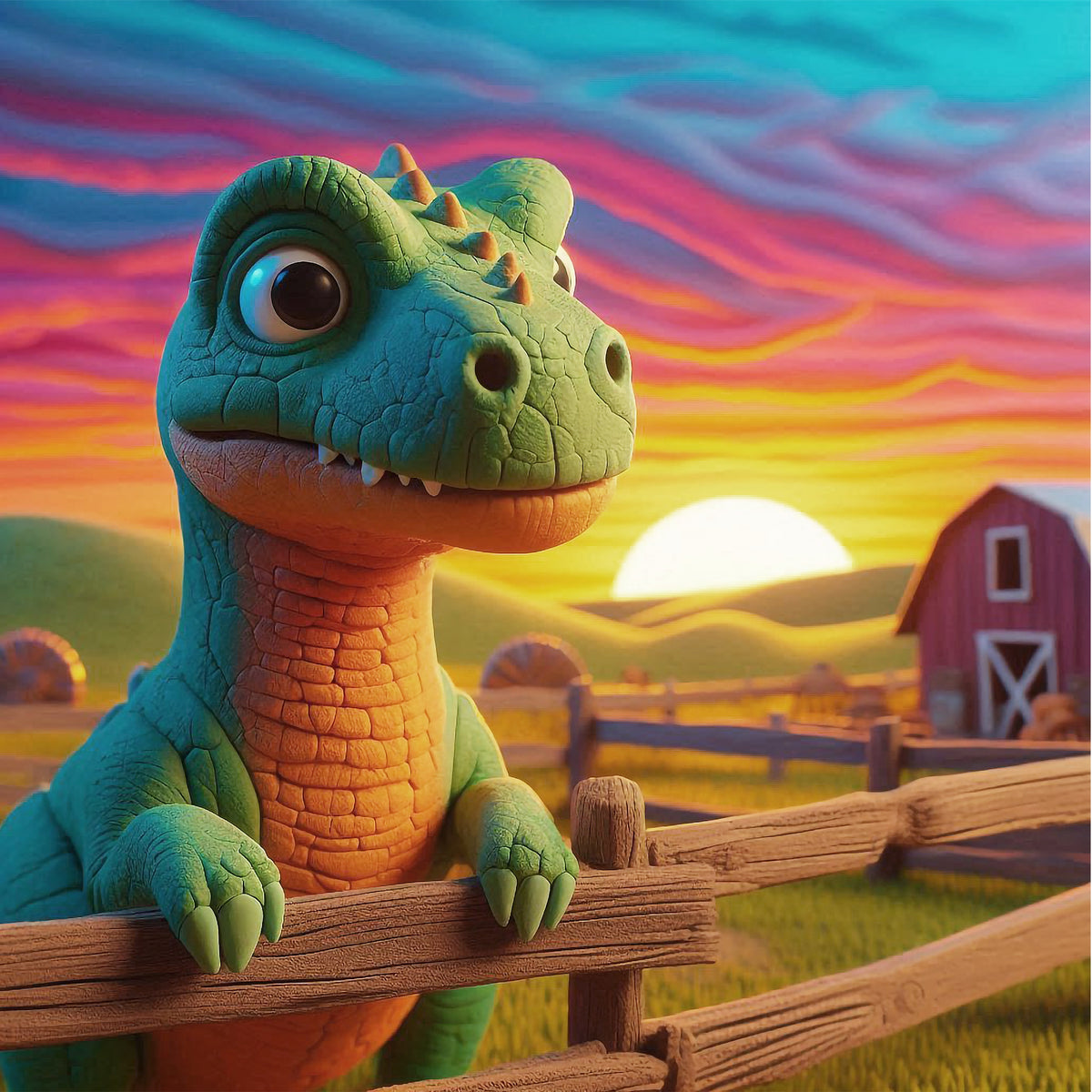 Sunset Serenade with Dinosaurs - - Framed Posters