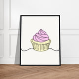 Cupcake Delight - Minimalist Pink Frosting Art - - Wooden Framed Posters