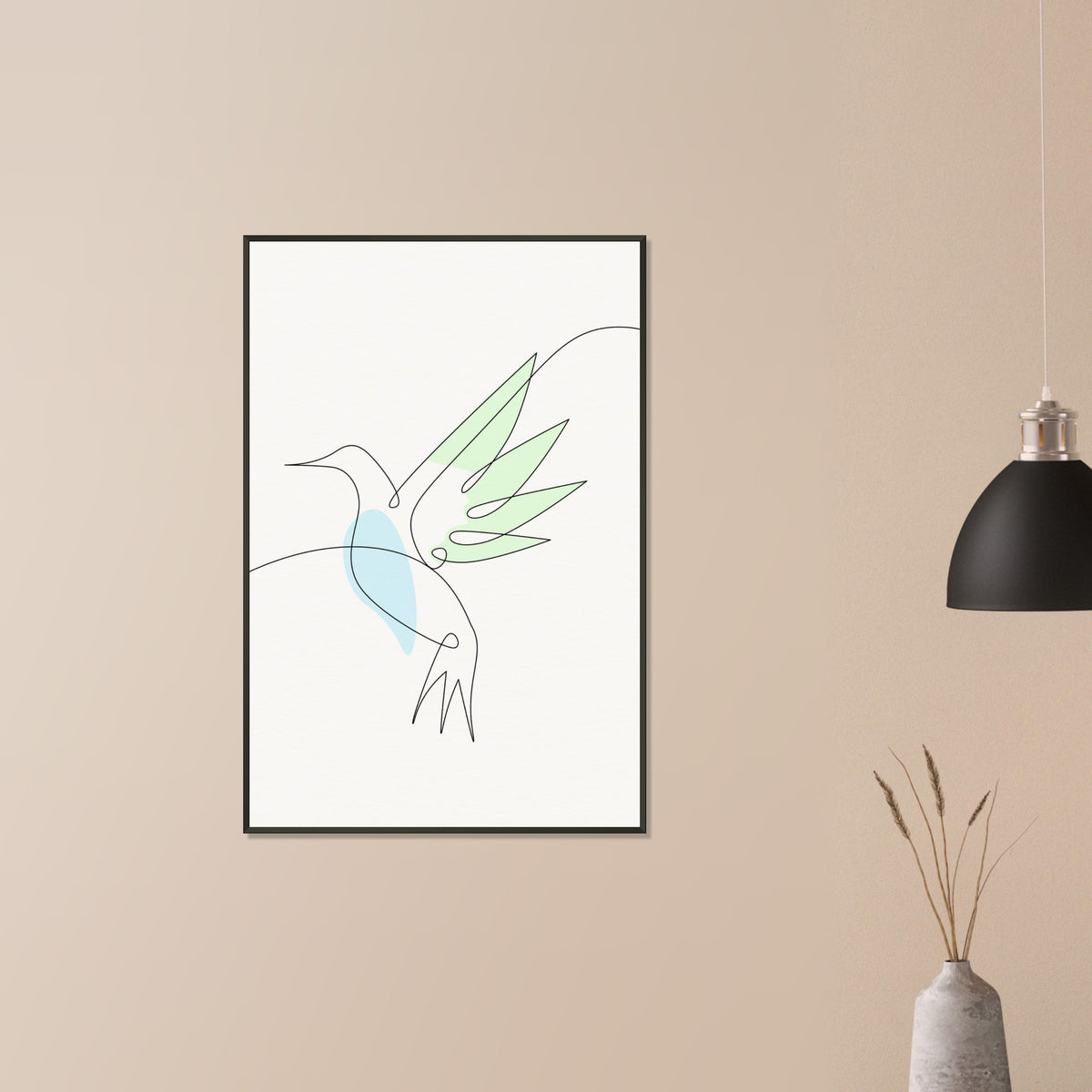 Whispering Wings - Modern Hummingbird Design - - Metal Framed Posters