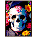 Mystical Bloom - Premium Floral Skull Poster - 45x60 cm 18x24″ Dark wood frame - Wooden Framed Posters