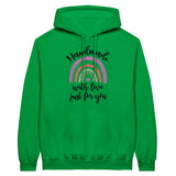 Handmade with Love - Rainbow Text Unisex Hoodie - Irish Green - Hoodies