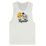 Chase the Sun - Sun Rise, Sun Burn, Sun Repeat Muscle Tank Top - White - Tank Tops