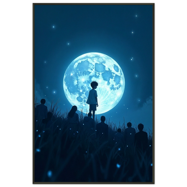 Dreamy Moonrise Poster – Gift for Stargazers - - Metal Framed Posters